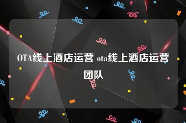 OTA线上酒店运营 ota线上酒店运营团队