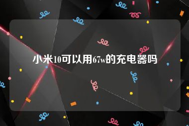 小米10可以用67w的充电器吗