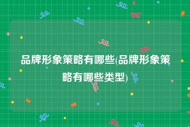 品牌形象策略有哪些(品牌形象策略有哪些类型)