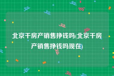 北京干房产销售挣钱吗(北京干房产销售挣钱吗现在)