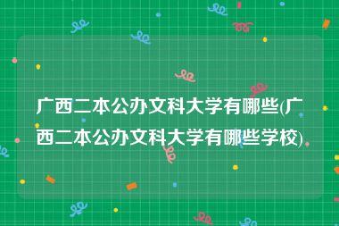 广西二本公办文科大学有哪些(广西二本公办文科大学有哪些学校)