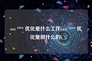 seo *** 优化是什么工作(seo *** 优化是做什么的)