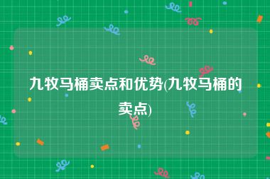 九牧马桶卖点和优势(九牧马桶的卖点)
