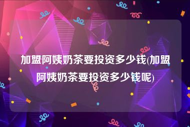 加盟阿姨奶茶要投资多少钱(加盟阿姨奶茶要投资多少钱呢)