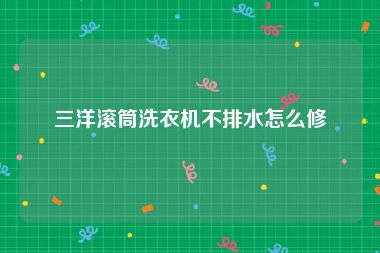 三洋滚筒洗衣机不排水怎么修
