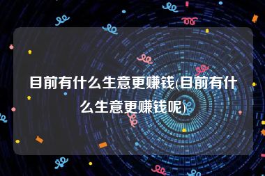 目前有什么生意更赚钱(目前有什么生意更赚钱呢)