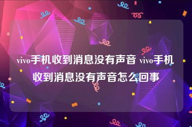 vivo手机收到消息没有声音 vivo手机收到消息没有声音怎么回事