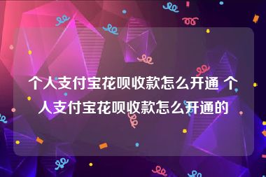 个人支付宝花呗收款怎么开通 个人支付宝花呗收款怎么开通的