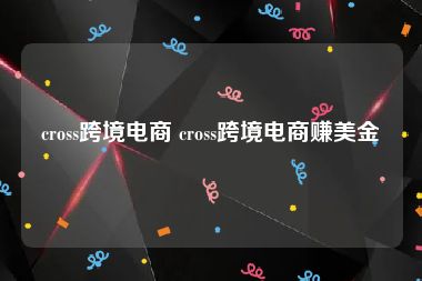 cross跨境电商 cross跨境电商赚美金