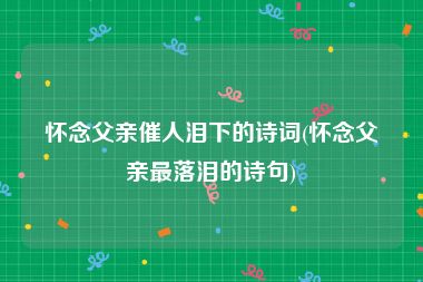 怀念父亲催人泪下的诗词(怀念父亲最落泪的诗句)