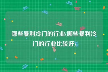 哪些暴利冷门的行业(哪些暴利冷门的行业比较好)