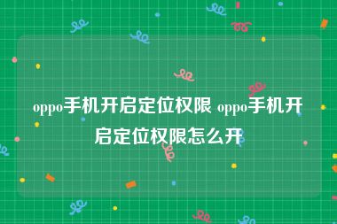oppo手机开启定位权限 oppo手机开启定位权限怎么开