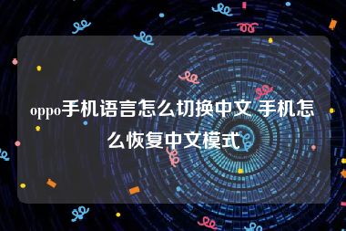 oppo手机语言怎么切换中文 手机怎么恢复中文模式