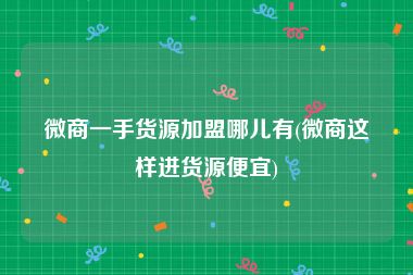 微商一手货源加盟哪儿有(微商这样进货源便宜)