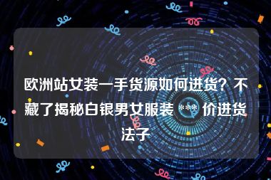 欧洲站女装一手货源如何进货？不藏了揭秘白银男女服装 *** 价进货法子