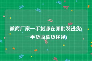 微商厂家一手货源在哪批发进货(一手货源拿货途径)