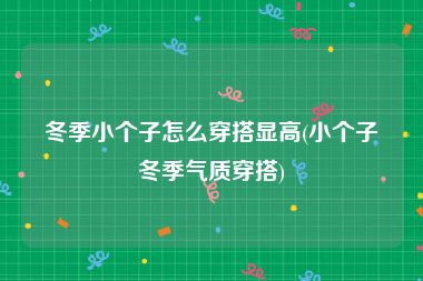 冬季小个子怎么穿搭显高(小个子冬季气质穿搭)