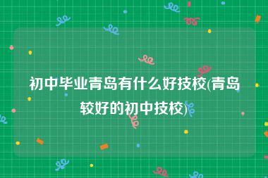初中毕业青岛有什么好技校(青岛较好的初中技校)