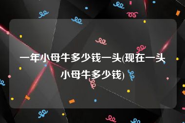 一年小母牛多少钱一头(现在一头小母牛多少钱)
