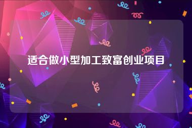 适合做小型加工致富创业项目