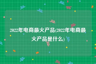 2022年电商最火产品(2022年电商最火产品是什么)