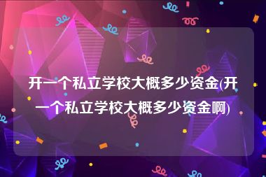 开一个私立学校大概多少资金(开一个私立学校大概多少资金啊)
