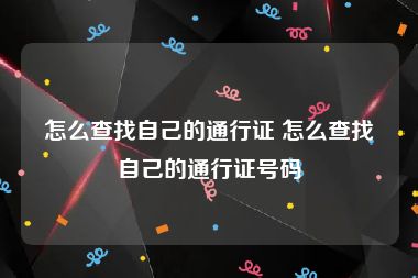 怎么查找自己的通行证 怎么查找自己的通行证号码