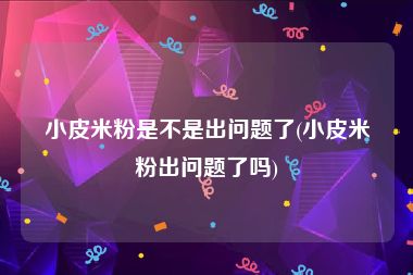 小皮米粉是不是出问题了(小皮米粉出问题了吗)