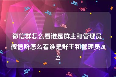 微信群怎么看谁是群主和管理员 微信群怎么看谁是群主和管理员2022