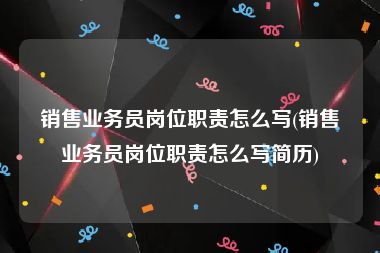 销售业务员岗位职责怎么写(销售业务员岗位职责怎么写简历)