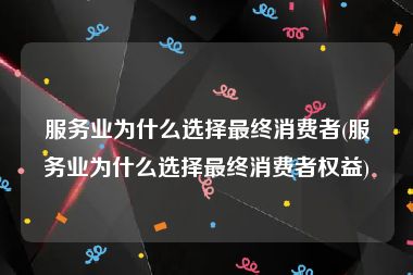服务业为什么选择最终消费者(服务业为什么选择最终消费者权益)