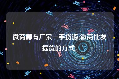 微商哪有厂家一手货源(微商批发提货的方式)