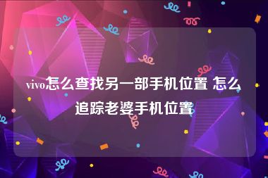 vivo怎么查找另一部手机位置 怎么追踪老婆手机位置