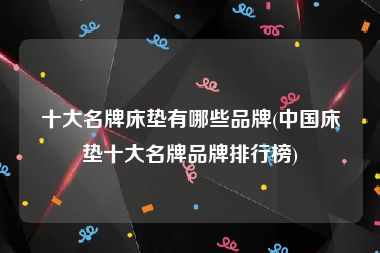 十大名牌床垫有哪些品牌(中国床垫十大名牌品牌排行榜)