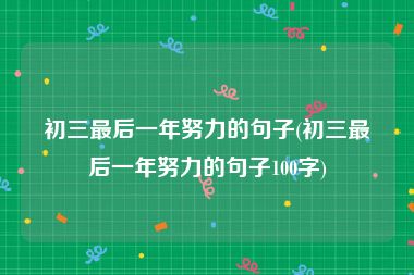 初三最后一年努力的句子(初三最后一年努力的句子100字)