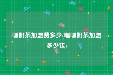 嘿奶茶加盟费多少(嘿嘿奶茶加盟多少钱)