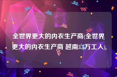 全世界更大的内衣生产商(全世界更大的内衣生产商 越南3.5万工人)