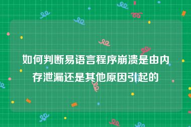 如何判断易语言程序崩溃是由内存泄漏还是其他原因引起的