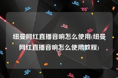 纽曼网红直播音响怎么使用(纽曼网红直播音响怎么使用教程)