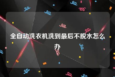 全自动洗衣机洗到最后不脱水怎么办