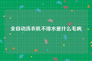 全自动洗衣机不排水是什么毛病