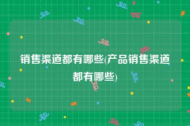 销售渠道都有哪些(产品销售渠道都有哪些)