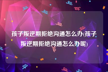 孩子叛逆期拒绝沟通怎么办(孩子叛逆期拒绝沟通怎么办呢)