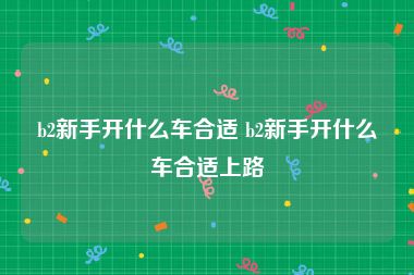 b2新手开什么车合适 b2新手开什么车合适上路