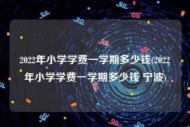 2022年小学学费一学期多少钱(2022年小学学费一学期多少钱 宁波)