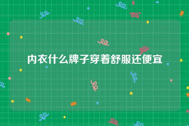 内衣什么牌子穿着舒服还便宜