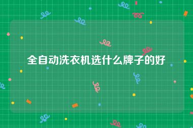 全自动洗衣机选什么牌子的好