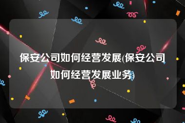 保安公司如何经营发展(保安公司如何经营发展业务)
