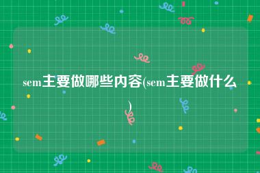 sem主要做哪些内容(sem主要做什么)