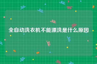 全自动洗衣机不能漂洗是什么原因